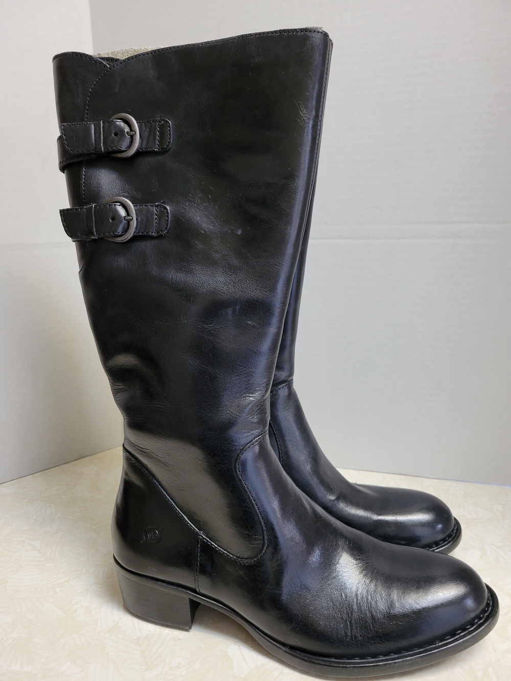 Born Black Leather Knee-High Berry Riding Boot
